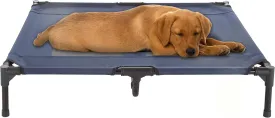 Elevated Dog Bed - 36x29.75-Inch Portable Pet Bed with Non-Slip Feet - Indoor/Outdoor Dog Cot or Puppy Bed for Pets up to 80lbs by PETMAKER (Blue)