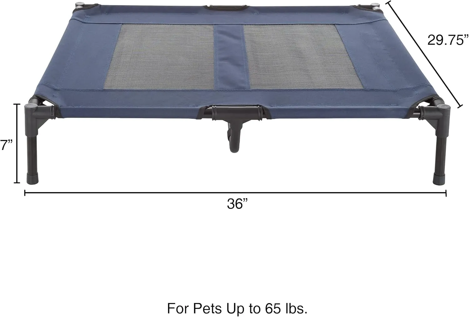 Elevated Dog Bed - 36x29.75-Inch Portable Pet Bed with Non-Slip Feet - Indoor/Outdoor Dog Cot or Puppy Bed for Pets up to 80lbs by PETMAKER (Blue)