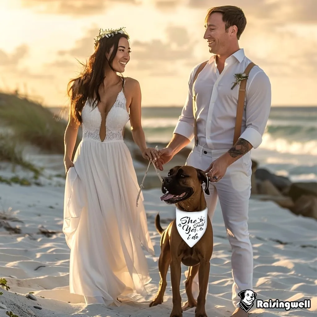 Engagement Gift for Couples Dog Bandana 1 Pack 2 Pattern Reversible, She Said Yes Dog Bandanas,Wedding Party Triangle Scarf for Small to Medium Breed Dogs(Small)