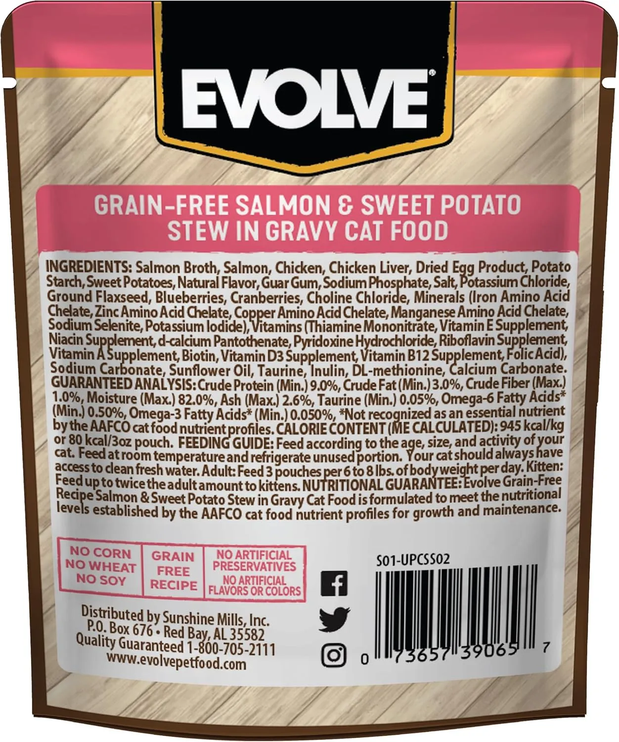 Evolve Grain Free Salmon & Sweet Potato Stew in Gravy Wet Cat Food | 3 oz - 24 pk