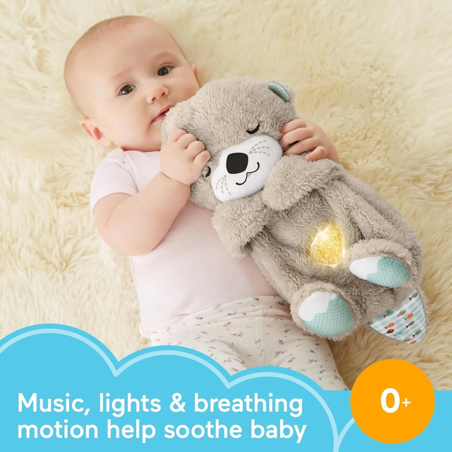Fisher-Price Baby Toy Soothe 'n Snuggle Otter Portable Plush Sound Machine with Music Lights & Breathing Motion for Newborns 0  Months