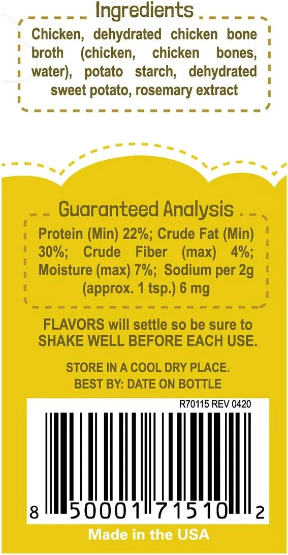 Flavors Food Topper and Gravy for Dogs - Chicken Recipe with Bone Broth, 3.1 oz. - Natural, Grain Free - Perfect Kibble Seasoning Treat Mix for Picky Dog or Puppy