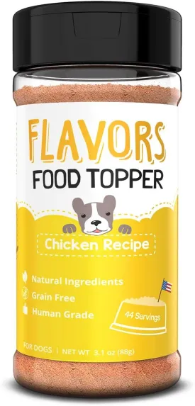 Flavors Food Topper and Gravy for Dogs - Chicken Recipe with Bone Broth, 3.1 oz. - Natural, Grain Free - Perfect Kibble Seasoning Treat Mix for Picky Dog or Puppy