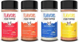 Flavors Food Topper for Dogs - All 4 Recipes Gift Pack - Natural, Grain Free - Perfect Kibble Seasoning and Hydrating Treat Mix for Picky Dog - Pack of 4-6.0oz Bottles