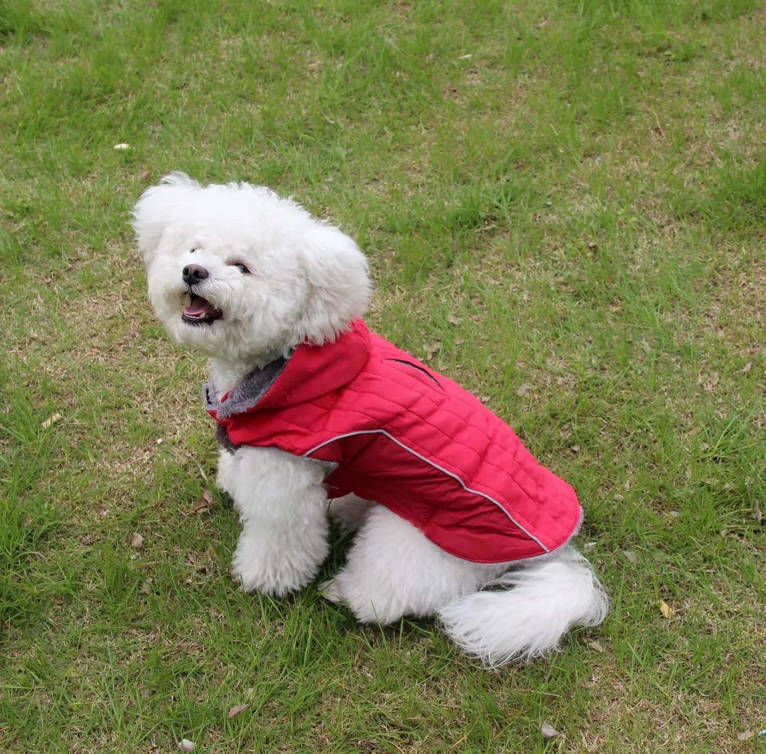 Fleece Dog Hoodie for Medium Dogs Super Warm Doggie Jacket for Cold Winter Dog Coats,Red L