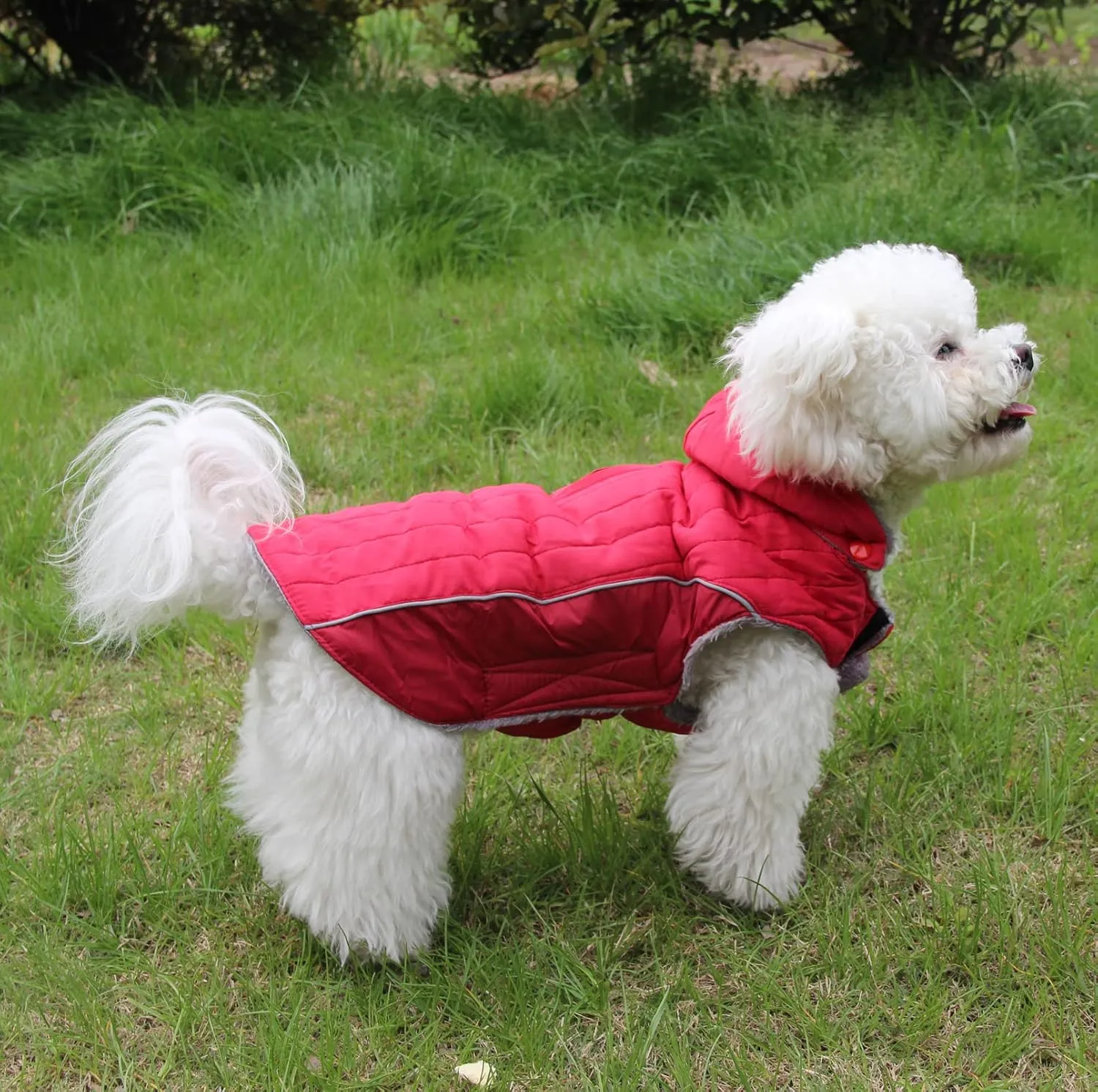 Fleece Dog Hoodie for Medium Dogs Super Warm Doggie Jacket for Cold Winter Dog Coats,Red L