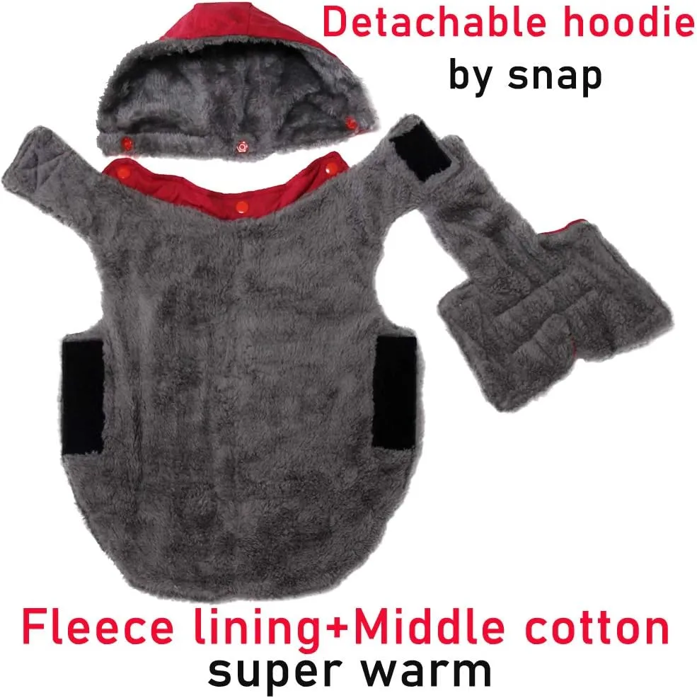 Fleece Dog Hoodie for Medium Dogs Super Warm Doggie Jacket for Cold Winter Dog Coats,Red L