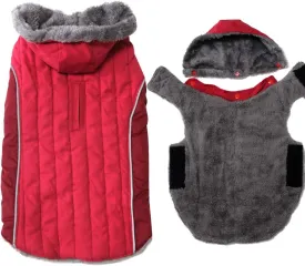Fleece Dog Hoodie for Medium Dogs Super Warm Doggie Jacket for Cold Winter Dog Coats,Red L