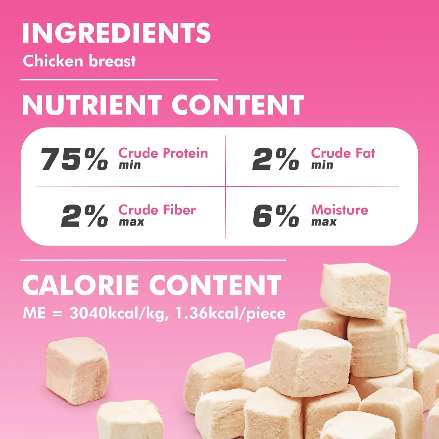 Freeze Dried Cats & Dogs Raw Treats, All Natural Single Ingredient Chicken Breast, High Protein Healthy Pet Training Treats or Food Topper, 3.53 oz