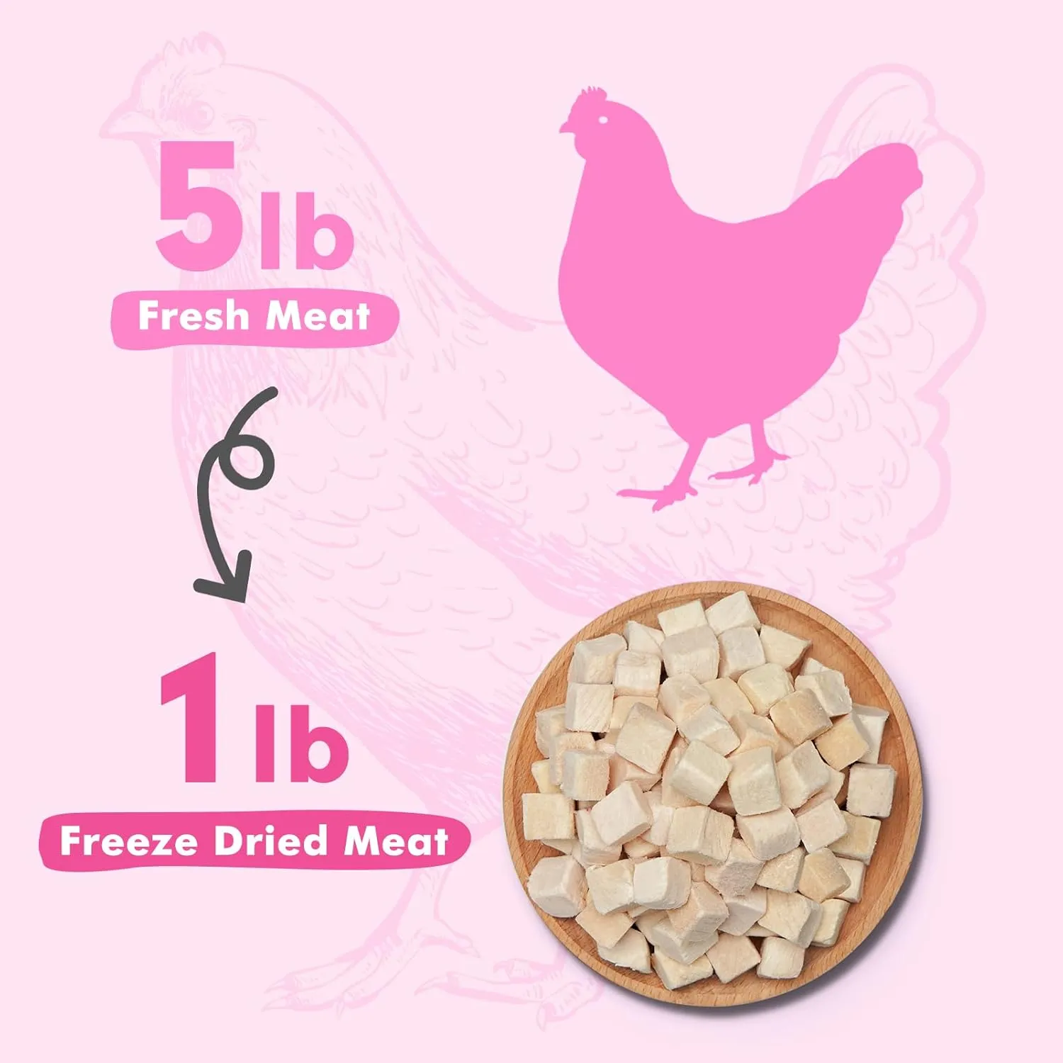 Freeze Dried Cats & Dogs Raw Treats, All Natural Single Ingredient Chicken Breast, High Protein Healthy Pet Training Treats or Food Topper, 3.53 oz