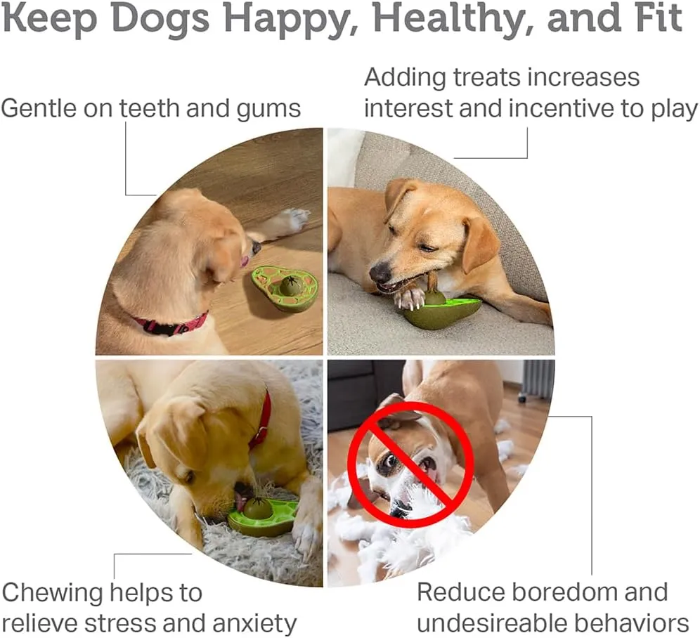 Friends Forever Bully Stick Holder for Dogs, Dog Chew Toys with Slow Feeder Design, Tough Dog Toys with Treat Holder and Made by Natural Rubber, Avocado