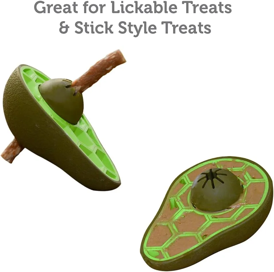 Friends Forever Bully Stick Holder for Dogs, Dog Chew Toys with Slow Feeder Design, Tough Dog Toys with Treat Holder and Made by Natural Rubber, Avocado