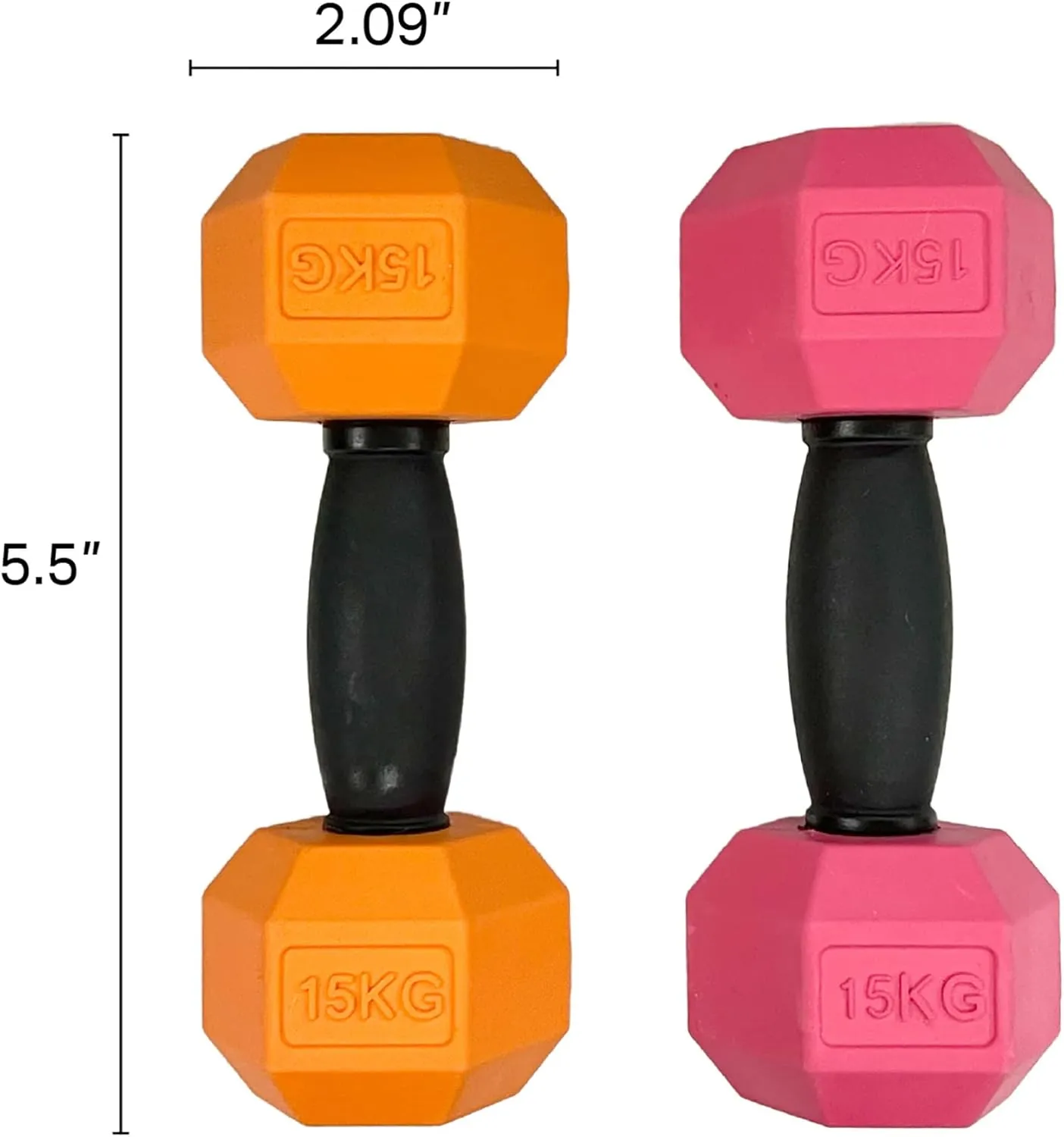 Friends Forever Dog Chew Toy, Interactive Treat Dispensing Toys, Dog Puzzle Fun Indoor Play, Non-Toxic Durable Natural Rubber, Pink/Orange 2 Piece, Dumbbell