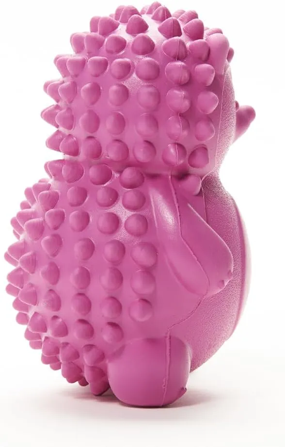 Friends Forever Squeaky Dog Toys with Tennis Ball, Tough Dog Chew Toys, Interactive Puppy Toy with Natural Rubber, Rose Red Hedgehog