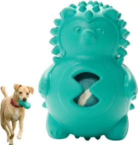 Friends Forever Squeaky Dog Toys with Tennis Ball, Tough Dog Chew Toys, Interactive Puppy Toy with Natural Rubber, Teal Hedgehog