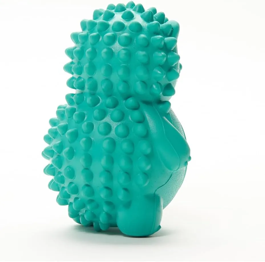 Friends Forever Squeaky Dog Toys with Tennis Ball, Tough Dog Chew Toys, Interactive Puppy Toy with Natural Rubber, Teal Hedgehog