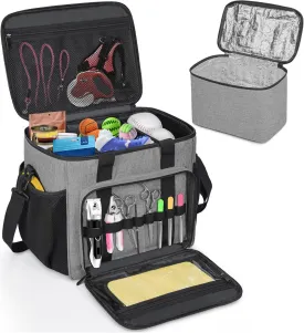 GMAK Pet Grooming Bag, Pets Grooming Tote Bags Supplies Organizer Case Dogs Cats Tools Organizer Tote for Pets Grooming Tools Kit, Clippers, Brush, Scissors or Other Pets Care Supplies, Grey(Bag Only)