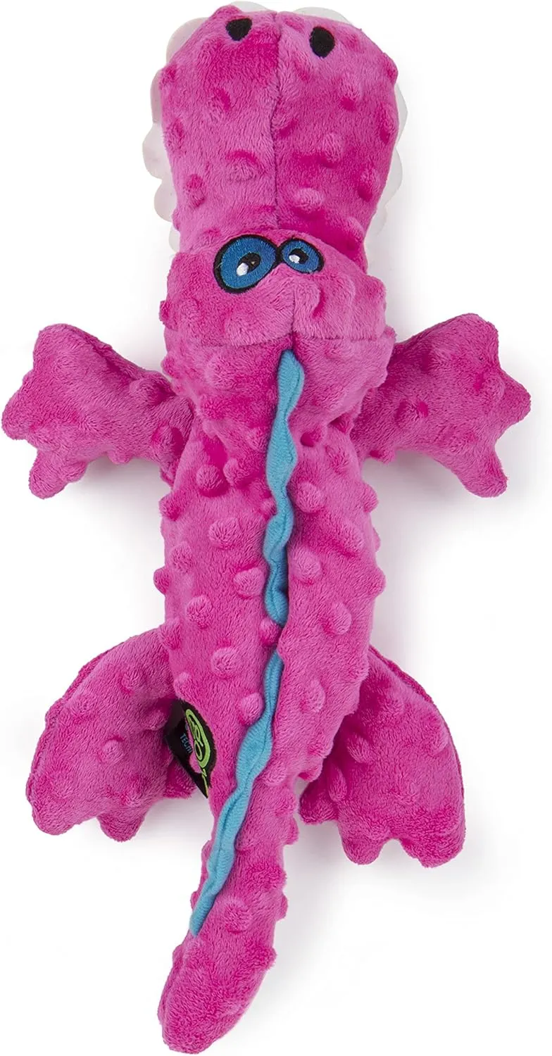 goDog Gators Squeaky Plush Dog Toy, Chew Guard Technology - Pink, Large