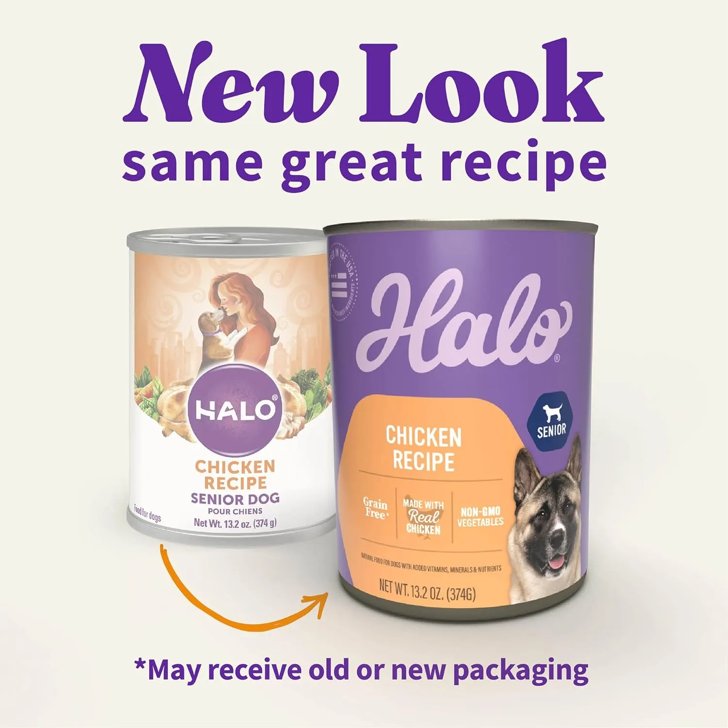 Halo Senior Wet Dog Food Whole Chicken Recipe, Grain Free Real Meat Canned Dog Food for Senior Dogs, Meal or Topper, 13.2 Oz Can (Pack of 6)