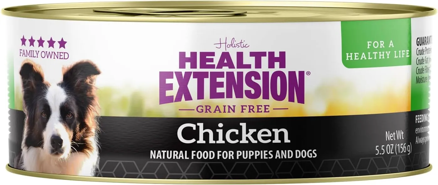 Health Extension Chicken Entre Wet Dog Food Grain-Free  5.5 oz  Protein-Rich Formula, Hydration Support, Ideal for Sensitive Stomachs (Case of 24 Cans)
