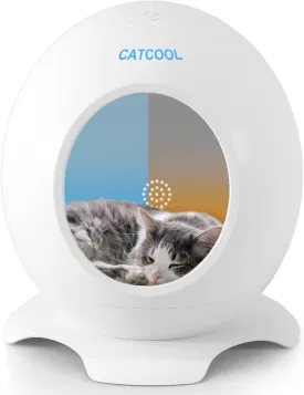 Heated Bed for Cat Air-Conditioned Cat House with Sleep Music, Auto-Temp Control Waterproof Heater - Washable Scratchproof HIPS Material, Season Hot Summers & Cold Winters, Easy to Clean & Portable