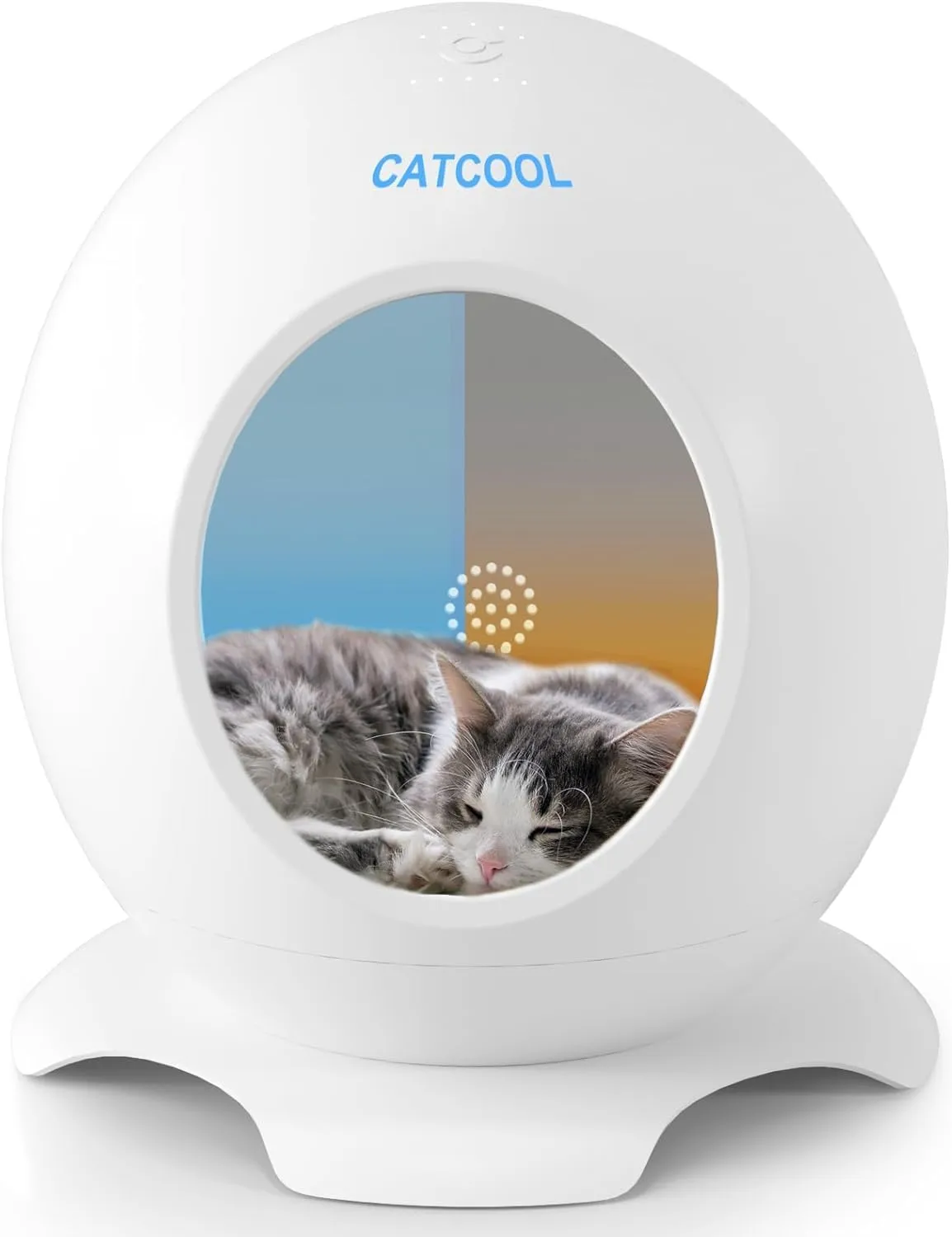 Heated Bed for Cat Air-Conditioned Cat House with Sleep Music, Auto-Temp Control Waterproof Heater - Washable Scratchproof HIPS Material, Season Hot Summers & Cold Winters, Easy to Clean & Portable