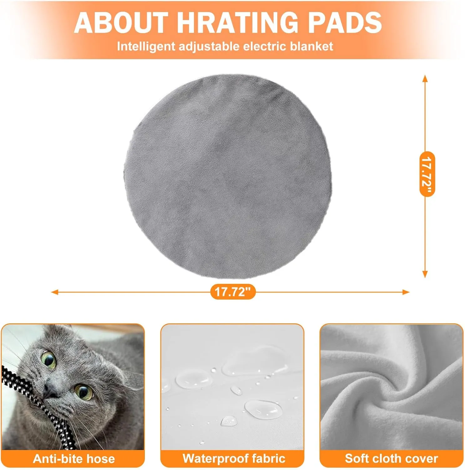Heated Cat Bed for Indoor Cats - 20" Cozy Washable With Timer & Temperature Adjustable, Non-Slip Bottom, Removable, Pet Heating Pad With Waterproof