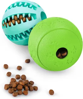 HIPPIH Dog Puzzle Toy 2 Pack, Interactive Dog Toys for Treat Dispensing, Durable Puppy Toys for Teething, Dog Treat Ball for Teeth/Slow Feeder/IQ Training/Playing, Blue-2.75, Green-3.14