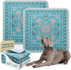 Homimp Washable Pee Pads for Dogs, 2 Pack Reusable Puppy Pads Waterproof, Absorbent and Leakproof Dog Pee Pads, Non Slip Puppy Training Pads, Pet Mat for Floor, Crate, Couch, Whelping,Blue 48"x48"