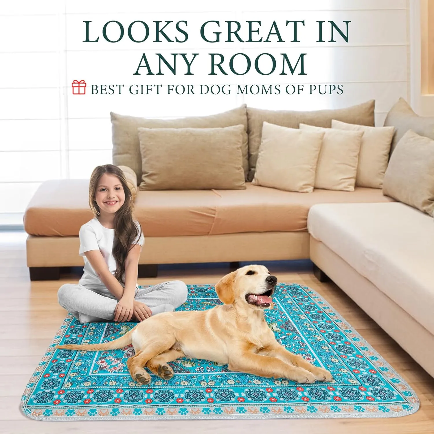 Homimp Washable Pee Pads for Dogs, 2 Pack Reusable Puppy Pads Waterproof, Absorbent and Leakproof Dog Pee Pads, Non Slip Puppy Training Pads, Pet Mat for Floor, Crate, Couch, Whelping,Blue 48"x48"