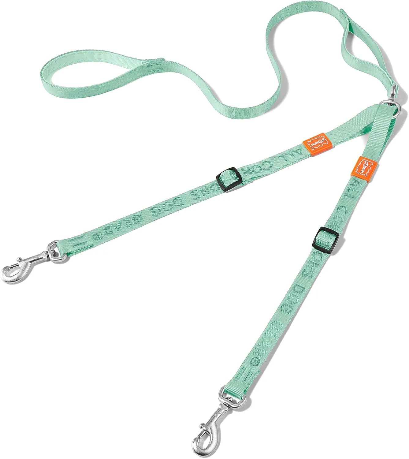 HOWGO Double Dog Leash, No Tangle 360 Swivel, Adjustable Two Padded Handles, Double Clip Dog Leash Coupler Splitter for Large and Medium Breeds (Mint Green, 4/5'' x 4.8 FT)