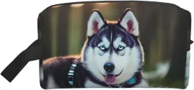 Husky Dog Print Toiletries Makeup and Daily Essentials Large Capacity Zippered Storage Travel Bag