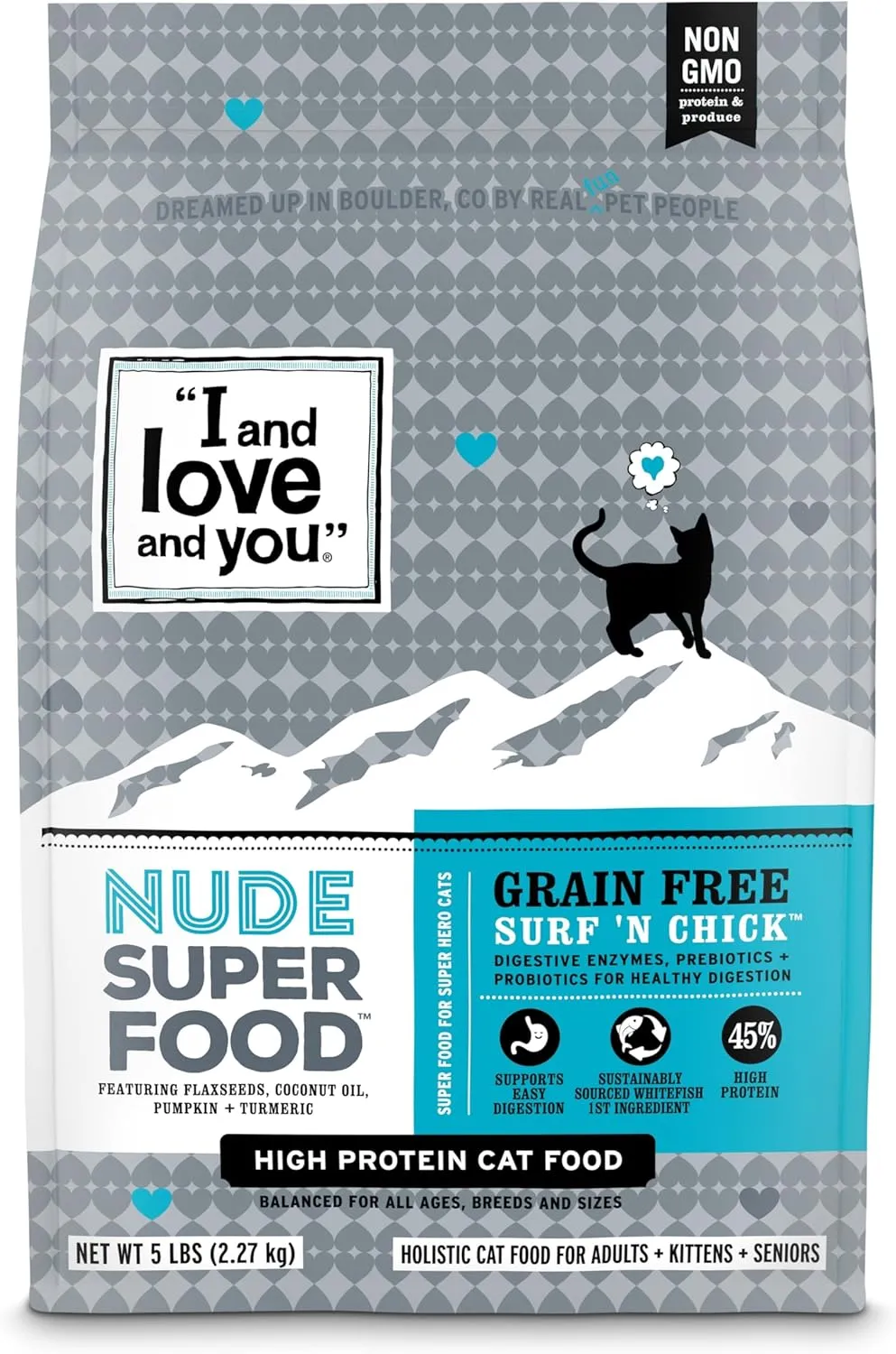 I and love and you Nude Dry Cat Food - Grain Free Limited Ingredient Kibble, Whitefish   Chicken, 5-Pound Bag