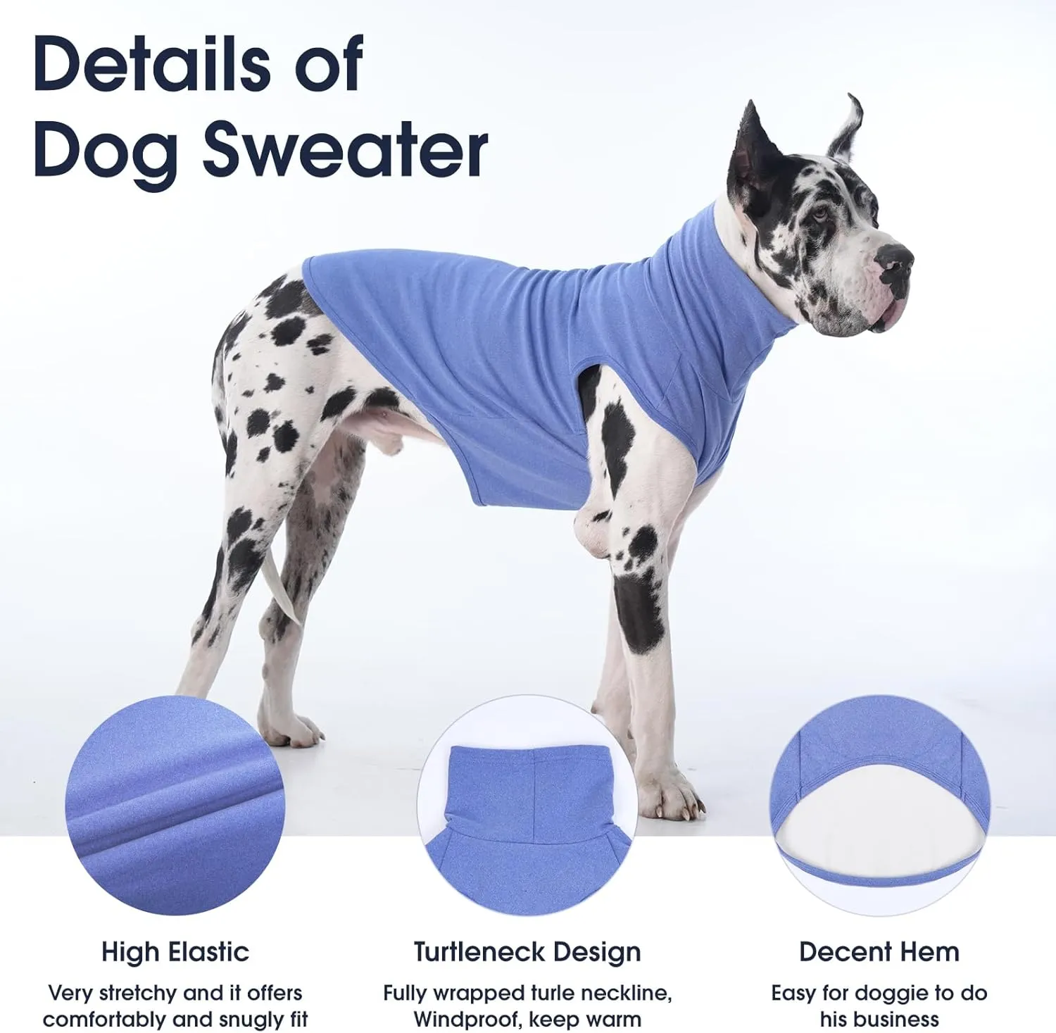 IECOii Medium Dog Sweater,Stretch Fleece Vest Dog Sweater - Blue, Medium,Warm Pullover Dog Fleece Sweater,Turtleneck Dog Sweaters for Medium Dogs Girl Boy,Christmas Dog Sweater Pet Winter Sweatshirt