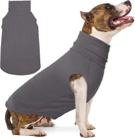 IECOii XXL Dog Sweater - Stretch Fleece Vest, Grey, XX-Large, Christmas Winter Clothes, Cozy Pullover Pajamas, Turtleneck Sweatshirt, Warm Fleece for Pitbull