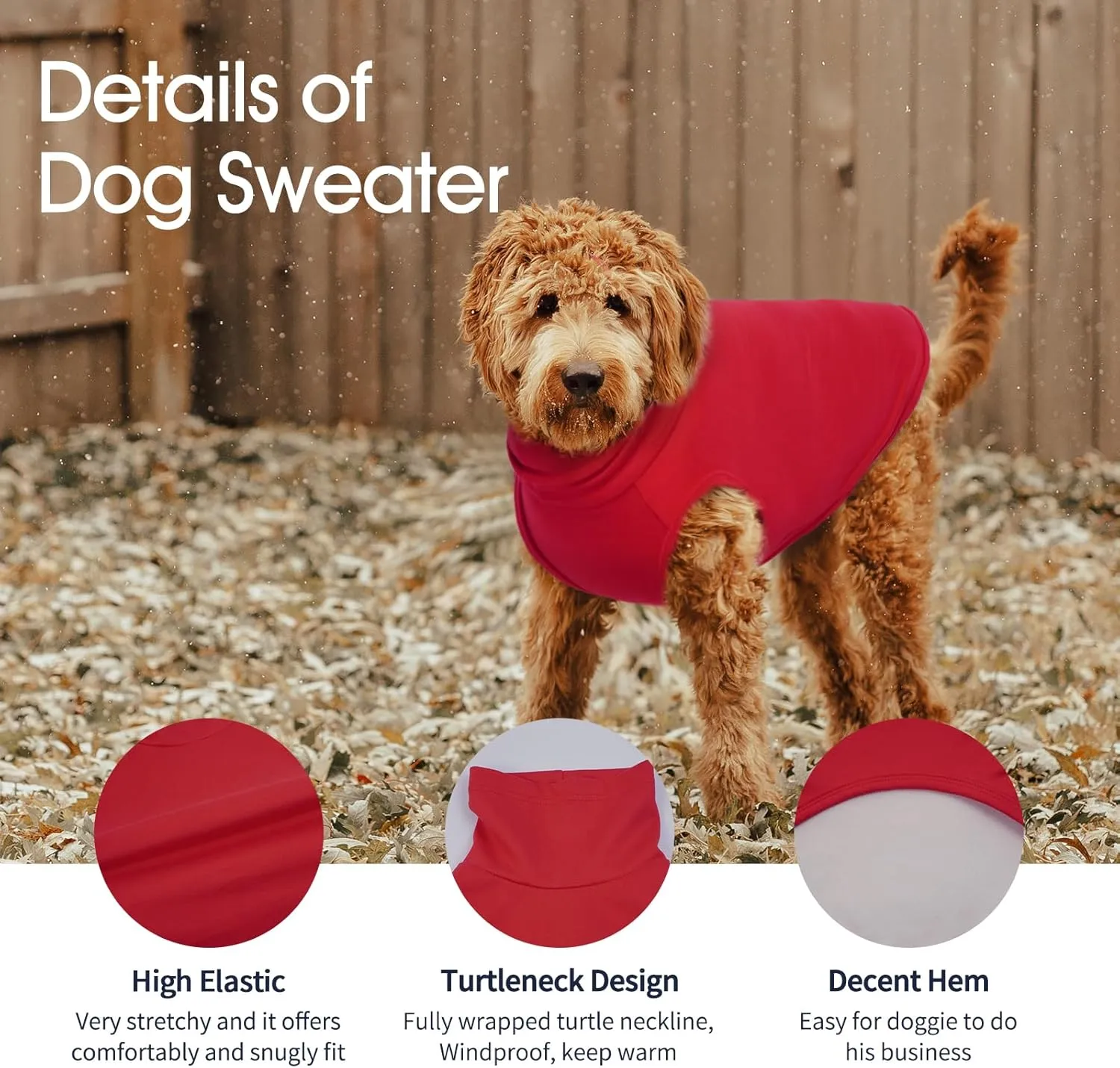 IECOii XXL Fleece Dog Vest - Red Winter Pullover for Pitbull