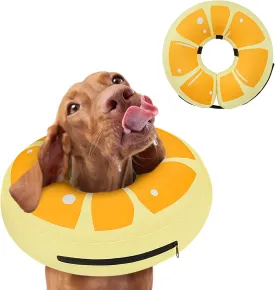 Inflatable Dog Cone Collar to Stop Licking, Soft Neck Donut Collar After Surgery, Adjustable Recovery Cone for Small Medium Large Dogs (Orange,M)