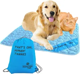 INSPECTOR TAIL Self Cooling Mat for Dog   Free String Bag/Washable & Portable Pet Soft Pad for Indoor or Outdoor/Perfect as Blanket for Kennel Sofa Bed Floor Car/Blue