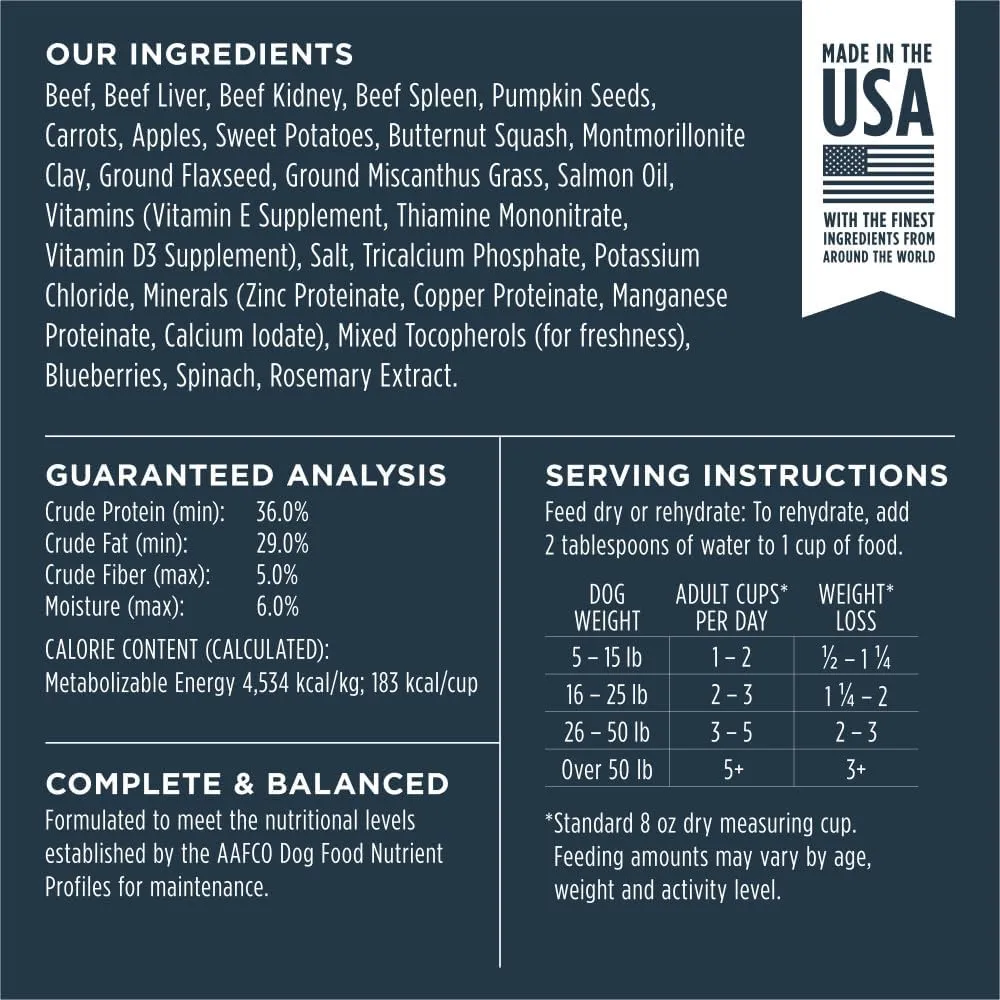 Instinct Freeze Dried Raw Meals, Natural Dry Dog Food, Grain Free - Real Beef, 3 oz. Bag