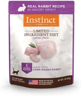 Instinct Limited Ingredient Diet, Natural Wet Cat Food Topper, Grain Free Recipe - Real Rabbit, 3 oz. Pouches (Pack of 24)