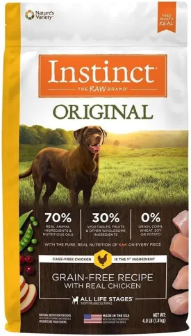 Instinct Original Dry Dog Food, Raw Coated Kibble, High Protein, Grain Free Recipe- Chicken, 4 lb. Bag