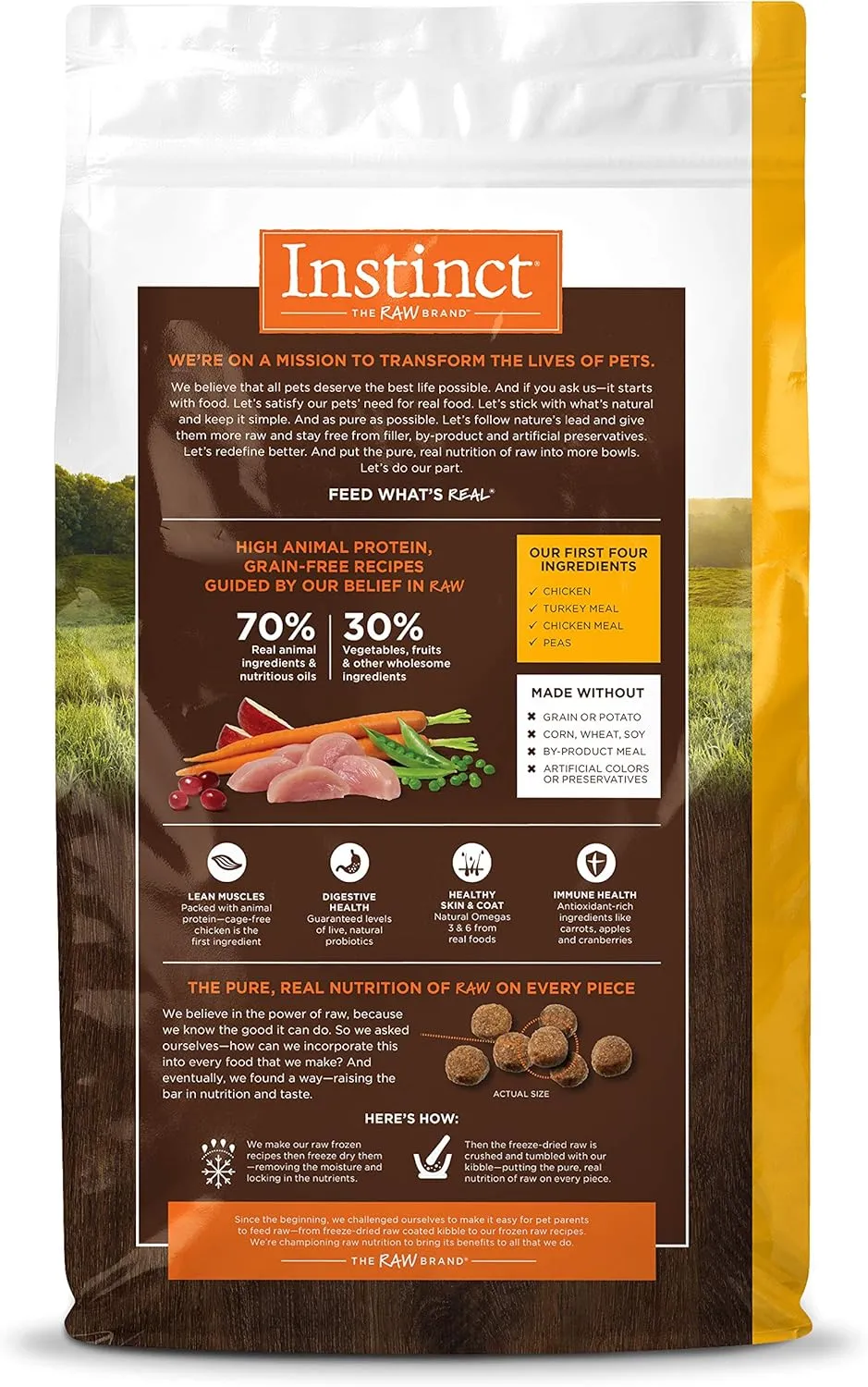 Instinct Original Dry Dog Food, Raw Coated Kibble, High Protein, Grain Free Recipe- Chicken, 4 lb. Bag
