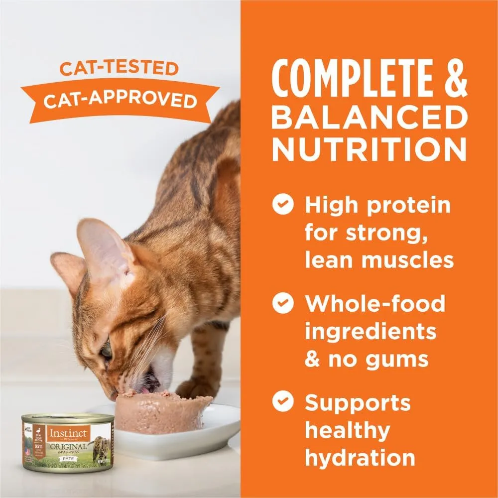 Instinct Original Pate Wet Cat Food, Grain Free Recipe - Real Duck, 3 oz. Cans (Pack of 24)