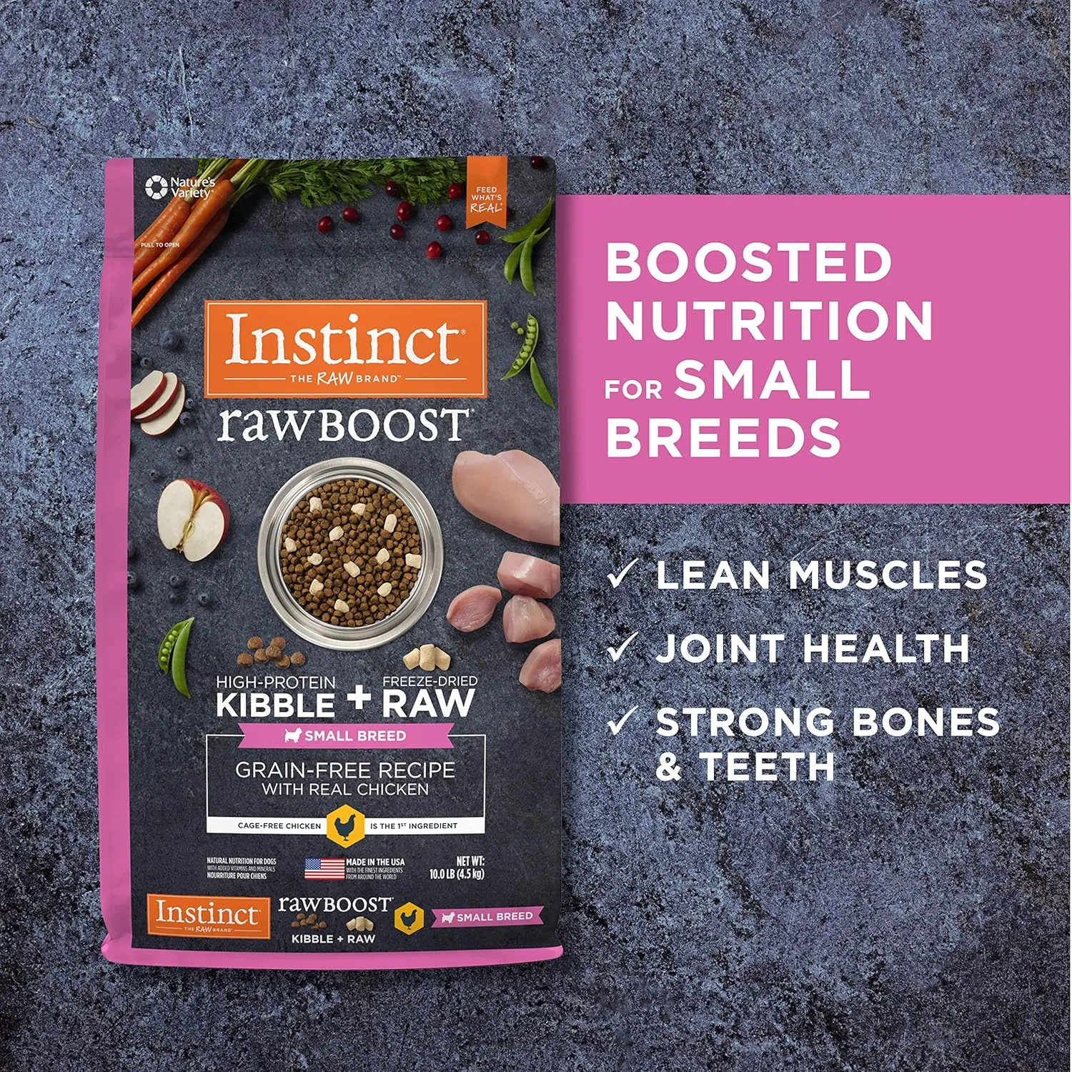 Instinct Raw Boost Small Breed, Natural Dry Dog Food with Freeze Dried Pieces, Grain Free Recipe - Real Chicken, 10 lb. Bag