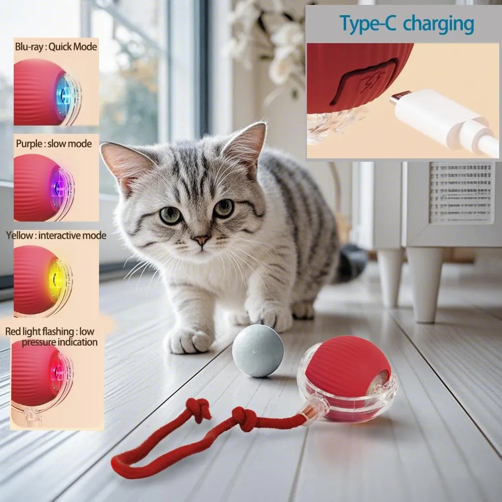Interactive Cat Toys Ball for Indoor Cats, Interactive Rolling Small Dog Cat Toys Automatic Self Moving, 360,Electric BallsFast RollingSmart Automatic Rolling Pet Ball (Green)