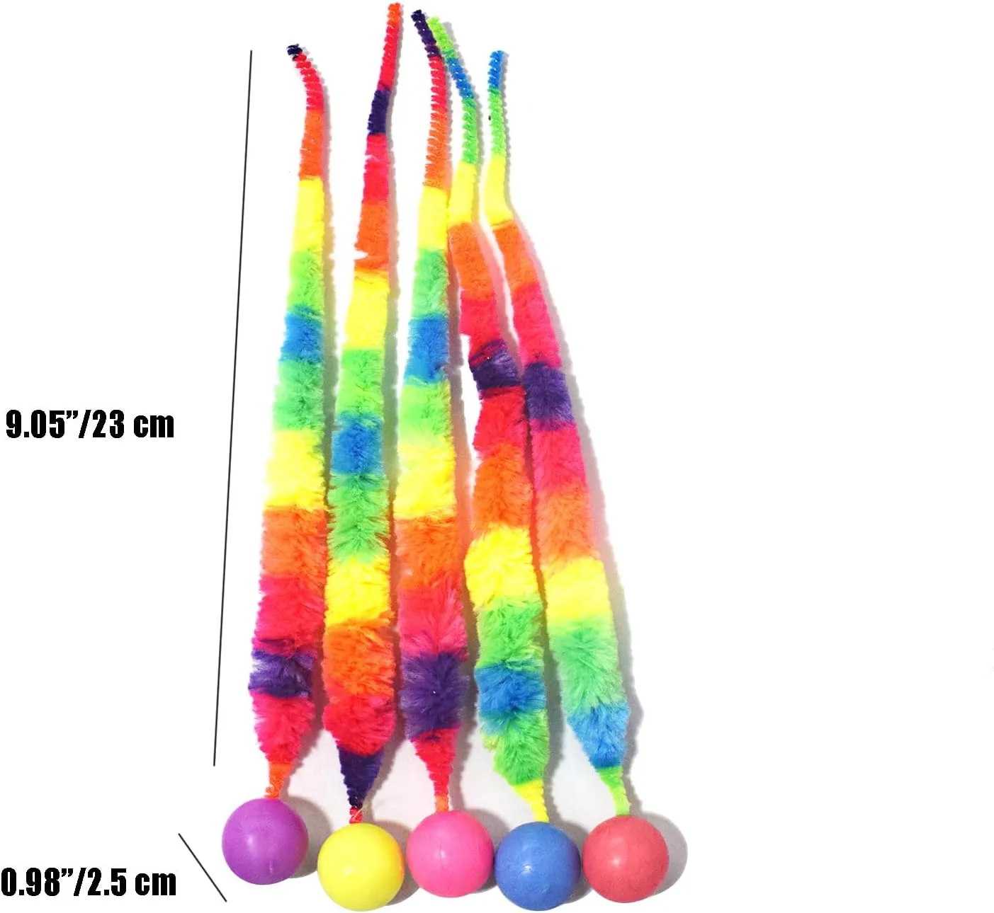 IUHKBH Interactive Cat Balls, 5 Packs Cat Bouncy Balls with Rainbow Worm, Hour of Entertainment, Safe for Your Kitty