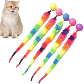 IUHKBH Interactive Cat Balls, 5 Packs Cat Bouncy Balls with Rainbow Worm, Hour of Entertainment, Safe for Your Kitty