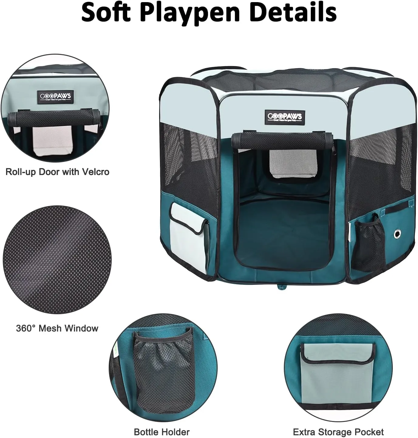 JESPET Pet Dog Playpens 36", 45" & 61" Portable Soft Dog Exercise Pen Kennel with Carry Bag for Puppy Cats Kittens Rabbits, Indoor/Outdoor Use