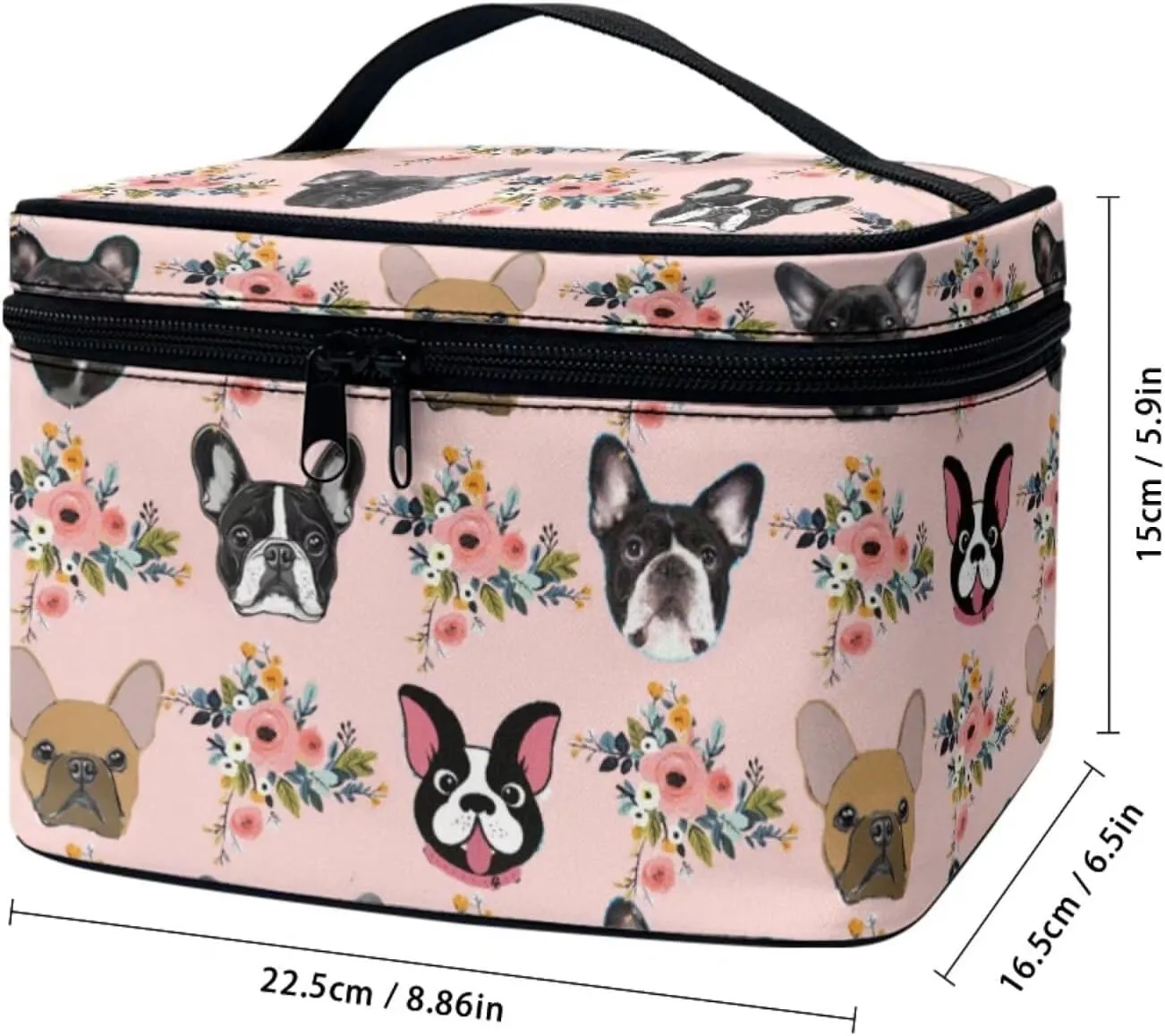 JoyLamoria Boston Bulldog Makeup Case Portable Cosmetic Bag Toiletry Containers for Women
