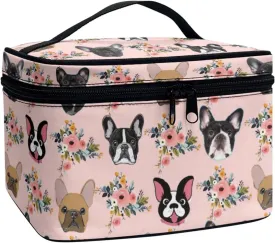 JoyLamoria Boston Bulldog Makeup Case Portable Cosmetic Bag Toiletry Containers for Women